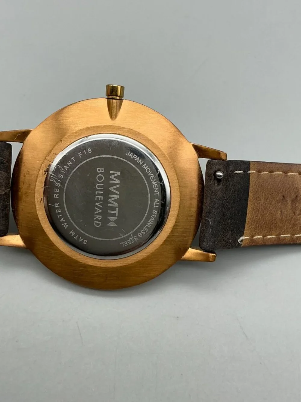 MVMT Boulevard Santa Monica Womens Watch 38mm Rose Gold Tone Leather New Battery